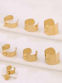 2pcs Stainless Steel Open Rings Silver Gold Color Punk Wide Round Ring Base For DIY Rings Jewelry Making Accessories - Ring Setting - View 9