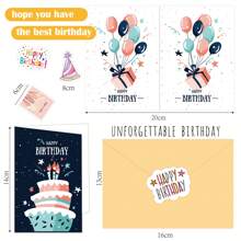 87pcs/Set, Ins Style Origami Greeting Cards 50pcs, Creative Stickers 27pcs + Envelopes 10pcs, Birthday Card Set Kid DIY Craft Supplies, Birthday Party Decor, Kindergarten Handmade Gifts, Scrapbooking & Journaling Cards School Supplies, Back To School