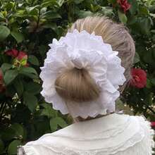 1pc White Elegant Lace Hollow Flower Scrunchie, Multilayered Stretchy Hair Accessory, Minimalist & Versatile For Daily Use Scrunchies Hair Ties Scrunchy Hair Ties