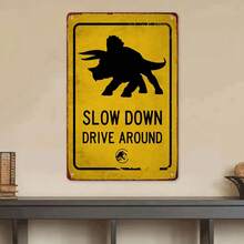 1PC Dinosaur Metal Sign, Slow Down Drive Around, Triceratops Sign, Retro Park Decor, Bold Typography, Fun Sign, Dinosaur Lovers Gift, 8x12 Inches / 20x30 Cm - 8x12吋/20x30公分-1件 - 查看 2