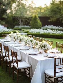 1 件，7.5 * 26.2 英尺白色超宽矩形桌布桌旗，7.5 * 19.7 英尺/7.5 * 13.12 英尺涤纶纯色可水洗贸易展览桌布适用于矩形折叠桌、工艺品展览会、展示、派对 - 白色 - 查看 14