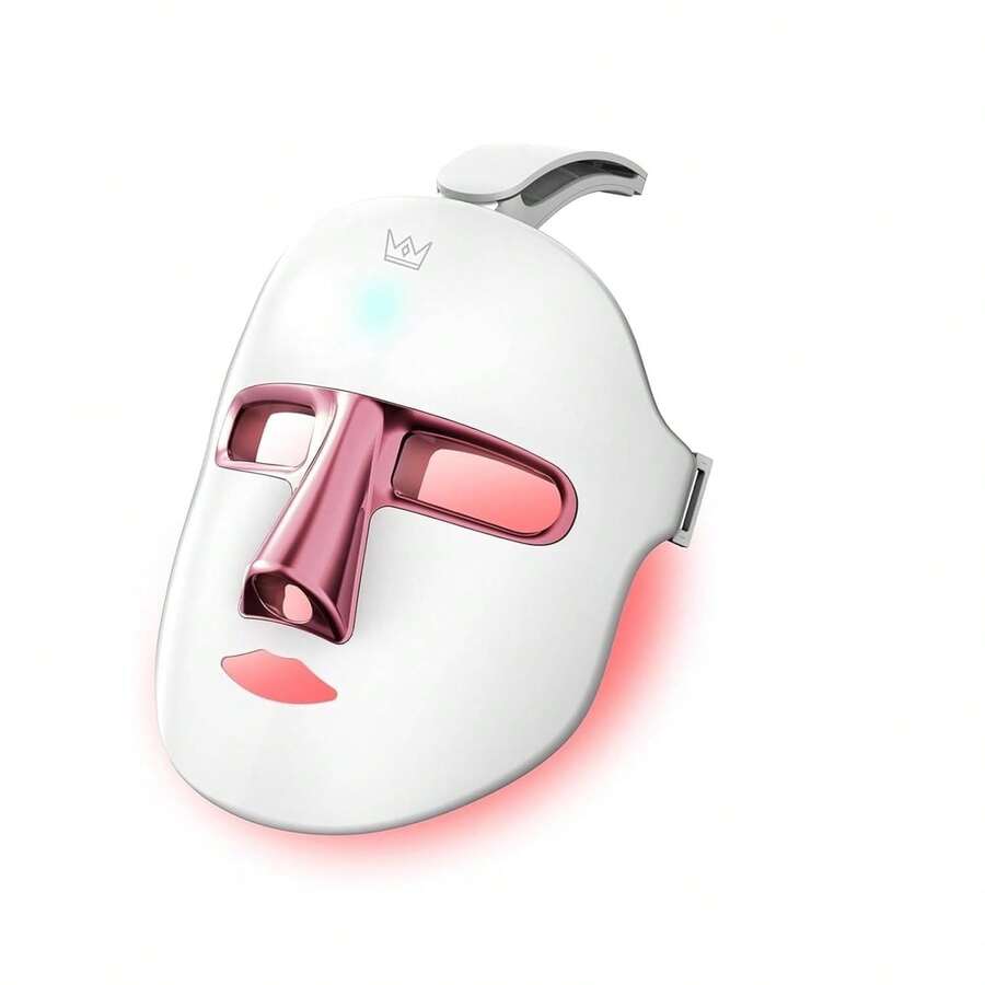 LED Face Mask - 7 Color Light Therapy For Facial Skin Care, Wrinkle Reduction And Acne Improvement - White - View 1