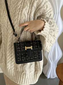 Bolso cuadrado de hombro y cruzado de moda para mujer, Colección Otoño/Invierno 2024