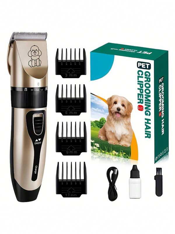 Wiederaufladbarer Elektrischer Tierhaarschneider mit geringem Geräuschpegel und Kabellosbetrieb für die Fellpflege von Hunden und Katzen, Hunde-Haarschneideset für verschiedene Größen und Längen des Tierfells, Tierhaarschneider für Katzen und Hunde, professionelle Tierrasierer