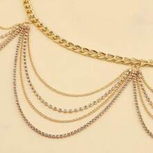 1pc Women's Fashion Multi-Layer Crystal Tassel Chain Waist Belt Body Chain, Bikini Accessory - rhinestones - View 10