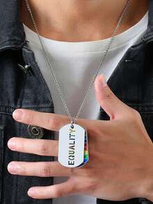 MONALLY 骄傲月嘻哈风格彩虹 LGBTQ+ 平等字母吊坠项链，不锈钢夏季饰品礼物 - 彩色 - 查看 1