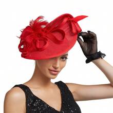 Elegant Alluring Women Derby Church Wedding Feather Sinamay Fascinator Headband Hair Clip Mini Hats Tiny Hats Derby Hat Mini Top Hat Mini Cap, School Stuff