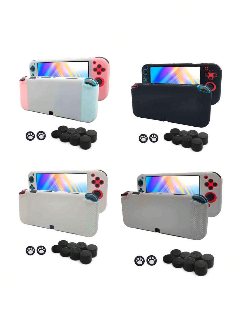 1 Set: 1 pieza Funda protectora OLED + 10 piezas Tapa de joystick, diseño antideslizante, antipolvo y antiarañazos para mejorar la experiencia de juego - Multicolor - Ver 1
