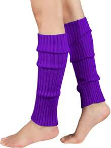 1 par de calentadores de piernas tejidos para mujer - unicolor hasta la rodilla, ideal para actividades deportivas