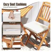 Outdoor Wood Bistro Set With Soft Seat Cushions And Table Natural - Multicolor - View 7