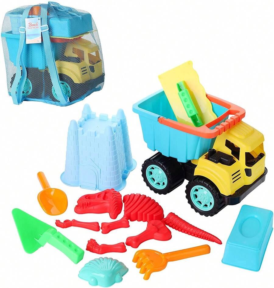 Beach Sand S Set With Dump Truck' Castle Bucket' Shovel' Dinosaur And Brick - 1 - View 1