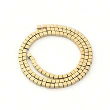 1pc方形电镀金色黑琥珀珍珠，多尺寸选项，时尚朋克金属风格黑色电镀手工DIY串珠隔珠，适用于情侣手链、项链、吊坠、珠宝配饰 - 電鍍金色 - 查看 9