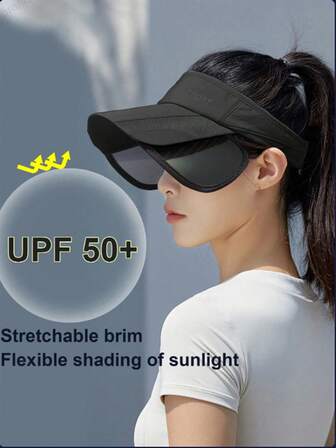 1pc Women's Summer UV Protection Wide Brim Hat,Collapsible Breathable Sunshade Hat, Outdoor Sports Casual Sun Hat