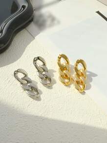 1 Pair Geometric Minimalist Chain Style Earrings For Women, Suitable For Fashionable Girls, Runway, Street Shoot, Party Jewelry