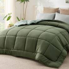Comforters Full Size Duvet Insert Contrast GentleSoft™ Down Alternative Comforter Quilted All Season Duvet With 8 Tabs Hine Washable Gifts For Women Green Light Green Full 86 X 82 - Green/LightGreen - View 2