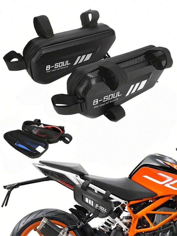 Bolsa de herramientas para motocicleta, bolsa de almacenamiento lateral para motocicleta, bolsa de caja lateral triangular de carcasa dura. Impermeable y a prueba de lluvia, resistente y resistente a los impactos, fácil de limpiar e instalar. Capacidad suficiente, la bolsa lateral de la motocicleta puede transportar las herramientas de reparación, llaves, billetera, gafas de motocicleta, etc. necesarias.