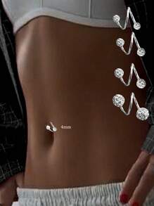 1 pieza Nail para ombligo con forma de S, de plata de ley 925 con diamantes y bolas brillantes, ideal para uso diario, vestidos diarios de niñas, el mejor regalo para novias, madres y hermanas