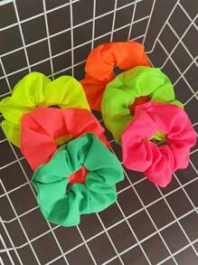 4/6 piezas Scrunchies fluorescentes de colores Y2K, accesorios elegantes para el cabello para mujeres, adecuados para vestidos, vacaciones en la playa, atuendos diarios y peinados, Casual