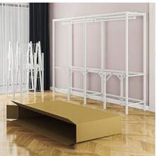 Armario plegable portátil de gran capacidad, estilo minimalista, estructura de marco de acero reforzado, resistente y estable, diseño de base plegable para una configuración fácil, con secciones para colgar y apilar para un almacenamiento organizado, apto para el hogar, dormitorio, alquiler, apartamento