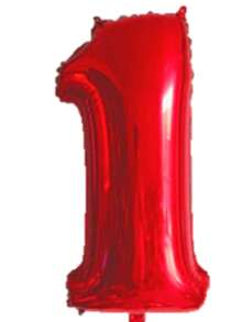 Large Metallic Number Balloon 32" / 82 Cm - Red - View 2