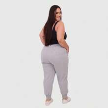 Kit 3 Calças Moletom Feminina Plus Size G1 G2 G3 Skynny Com Punho e Bolsos - Branco - Visão 4