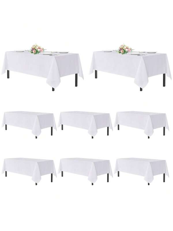 Weiße rechteckige Tischdecke, passende Tischdecke für 6-Fuß-Tisch - waschbare Polyesterstoff-Tischdecken für Hochzeiten, Geburtstagsfeiern, Bankettempfänge, 54x108 Zoll