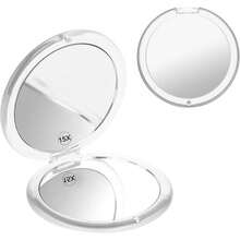 1x/15x Magnification Compact Mirror Travel Makeup Mirror Handheld Compact Mirror Foldable & Portable Double Sided Bag Makeup Mirror - Silver - View 1