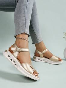 Women's Flat Sandals, Fashionable Summer Sports Sandals, Lightweight & Comfortable Buckle Sandals, Suitable For Holiday, Travel, Party, Beach, Match With Skirts And Dresses