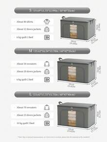 1 túi đựng quần áo màu xám, túi đựng chăn, túi phân loại quần áo trái mùa, có cửa sổ nhìn xuyên thấu để xem đồ bên trong, túi đựng đồ có khóa kéo đôi, sức chứa lớn không có khung thép bên trong, túi đựng đồ chuyển nhà, quai xách dày dễ di chuyển, thích hợp để cất giữ và phân loại đồ nhàn rỗi tại nhà, túi đựng đồ chơi - Xám - Xem 6