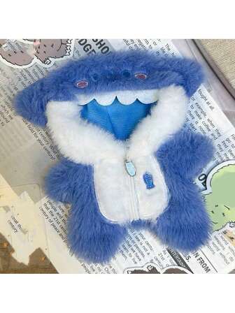 适合17厘米娃娃的衣服，可爱的蓝色鲨鱼图案连体衣