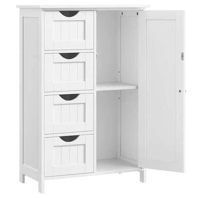  Mueble de baño VASAGLE, estrecho mueble de baño, cómoda de baño, blanco MLHC41W, organizador de maquillaje de verano para decoración de baño