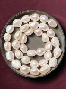 1pc Natural Baroque Freshwater Pearl Bead 4-11mm With Through Hole, White Color, Semi-Finished DIY Jewelry Accessory