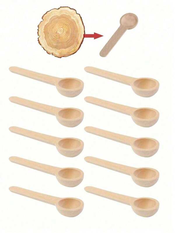Juego de 5 piezas/10 piezas/20 piezas/30 piezas/40 piezas de cucharas de madera de mango largo para sopa, café, mermelada y condimentos para uso doméstico, cafetería y cocina creativa, ideal para regalo del Día de San Valentín, boda y cumpleaños