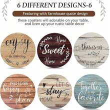 1 Set Of 6 Vintage Style Wooden Coasters For Table, Dining Room