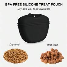 1 件硅胶宠物零食袋，便携式夹式训练容器，带磁性封口和皮带夹