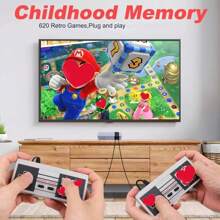 Retro Game Console With 620 Classic Edition Games,Classic Mini Handheld Video Game Console With Dual Controllers,AV Output,Plug And Play TV,Nostalgic Gift For Kids And Adults,Gray