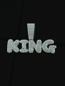 1pc Hip Hop King Fully Rhinestone Pendant Necklace,Rapper Accessory,European And American Hip Hop Style For Men - KING Letter Necklace - View 23