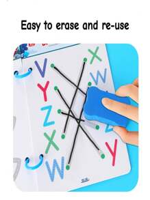 Erasable Pen Control & Concentration Training Set - Color Shape Math Match Game, Brain-Boosting Reusable Magic Tracking Book, No Batteries Required,Back To School