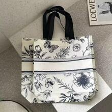 15pcs/Premium Retro Flower Covered Non-Woven Fabric Tote Bag, Clothing Store Shopping Bag, Clothing Gift Bag Summer Cooling,Beach,Travel