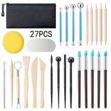 粘土工具套装，27 件陶艺工具，实用聚合物粘土雕塑工具套装，风干粘土工具套装，适合儿童、成人、陶艺、点画、雕刻、绘画、造型、建模、塑形 - 混色 - 查看 2