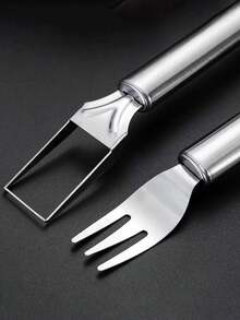1pc 2-In-1 Stainless Steel Watermelon Slicer With Fork, Portable, Anti-Rust, Dual-Purpose Cutter, Easy Slicing And Serving, Suitable For Home, Restaurant, Hotel
