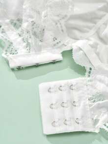 DORSU 3件套白色无肩带蕾丝吊带背心，带3颗纽扣，性感基础款女士内衣 - 白色 - 查看 6