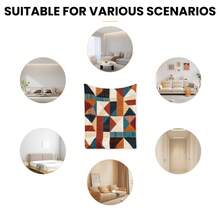Tapiz de pared con diseño geométrico de collage y textura marrón, y manta suave para decoración moderna del hogar y espacios de vida con atractivo visual artístico - Multicolor - Ver 5