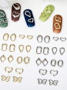 120 pezzi Charm per unghie con cornice, Charm per unghie gotiche in 3D con cornice traforata, Gioielli per unghie in metallo oro e argento, Decorazioni per unghie per accessori fai-da-te per manicure