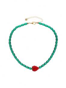 1 件手工玻璃串珠水果项链，时尚珠宝配饰，类似网红风格，2025 年春夏