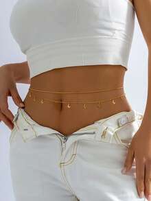 2pcs Sexy Bikini Waist Chain Simple Bikini Belly Chains Summer Body Chain Beach Body Accessories Jewelry For Women Girls Summer School Fall, Autumn, Halloween - Gold - View 6