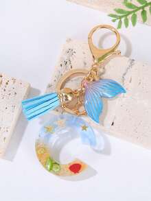 Summer Style Gradient Initial Letter Keychains For Women Beach Shells Charm Tassel Whale Ocean Style Car Keychain For Handbags Backpack Bag Charm Car Accessories School Cute Goth Y2k Halloween Accessories Teachers Day Christmas Gift Ideas