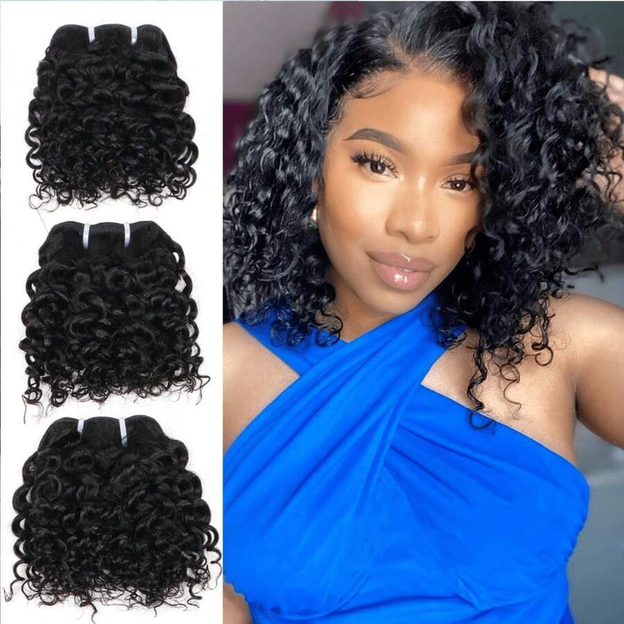 22 Zoll Wasser Welle lockiges Haar Bündel, 3 Stück/Set Brasilianisches nasses und welliges Haar Extensions, doppellagige tiefe Welle Haarverlängerung, natürliche schwarze Farbe