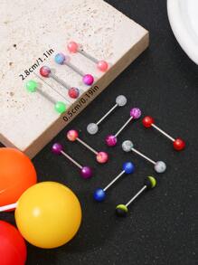 12 Color Mixed Candy Color, Silky Smooth Texture With Reflective Pattern And Tongue Nail For Women,Stainless Steel Anti Allergic Material, Party, Vacation, Hip-Hop, Gift,Corresponding To Red Customers