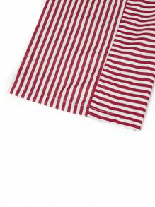 Women's Casual Square Neck Striped Patchwork Long Jumpsuit With Suspenders